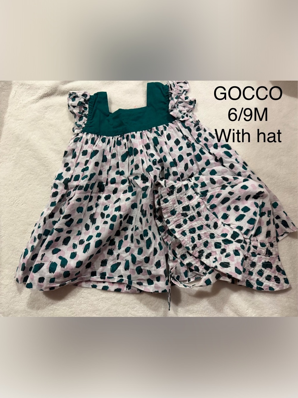 Pink and Teal Kids Matching Set Dress - 6/9M